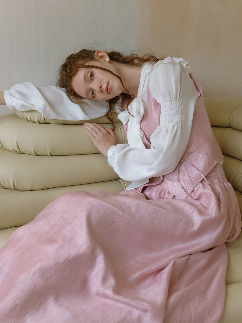 Delicate Pink Satin A-Line Skirt