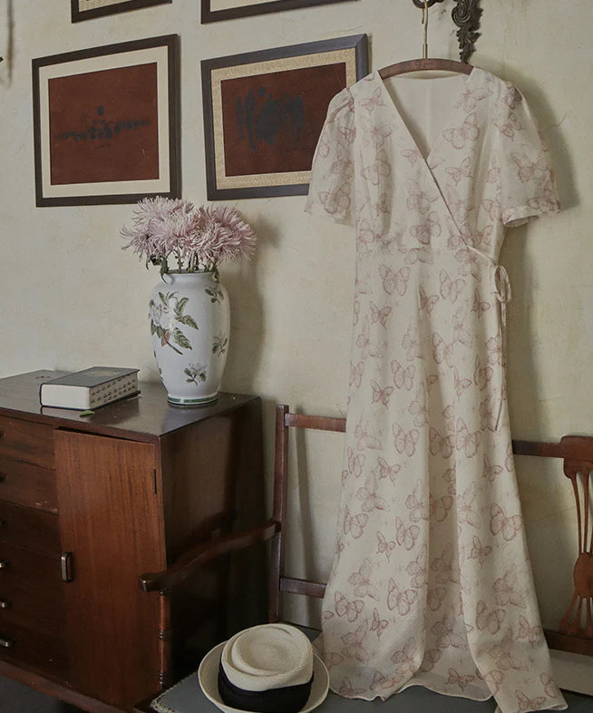 Butterfly Whispers Wrap Dress