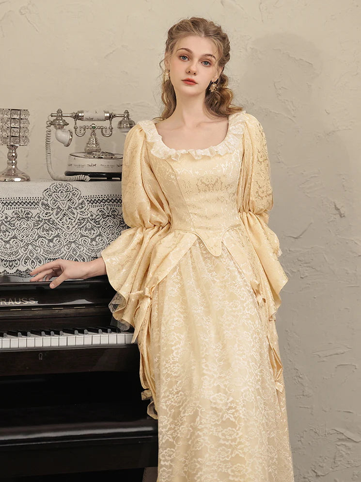 Soft Yellow Vintage Lace Princess Dress