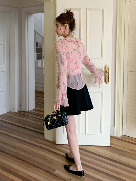 Blush Ruffle Floral Blouse