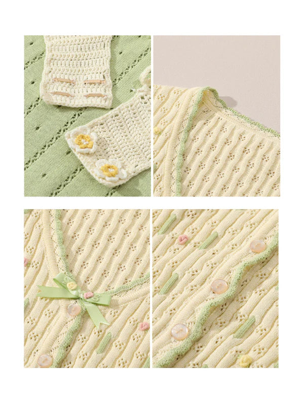 Garden Knit Crochet Dress and Cardigan