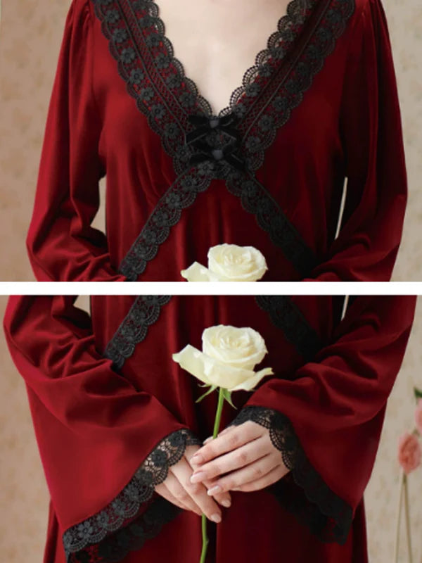 Dream of Wine Velvet Nightgown