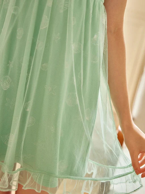 Mint Green Sheer Summer Night Dress