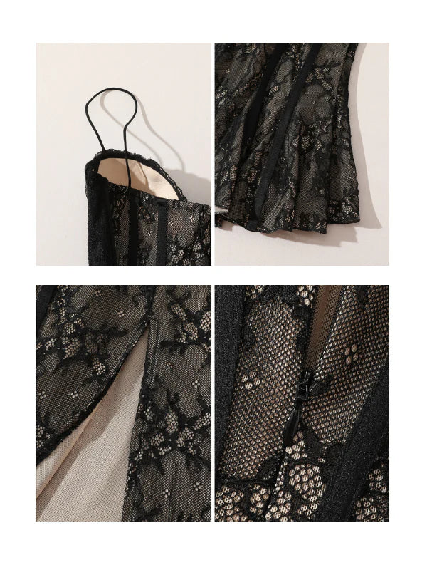 lacemadeMidnight Lace Illusion Dress