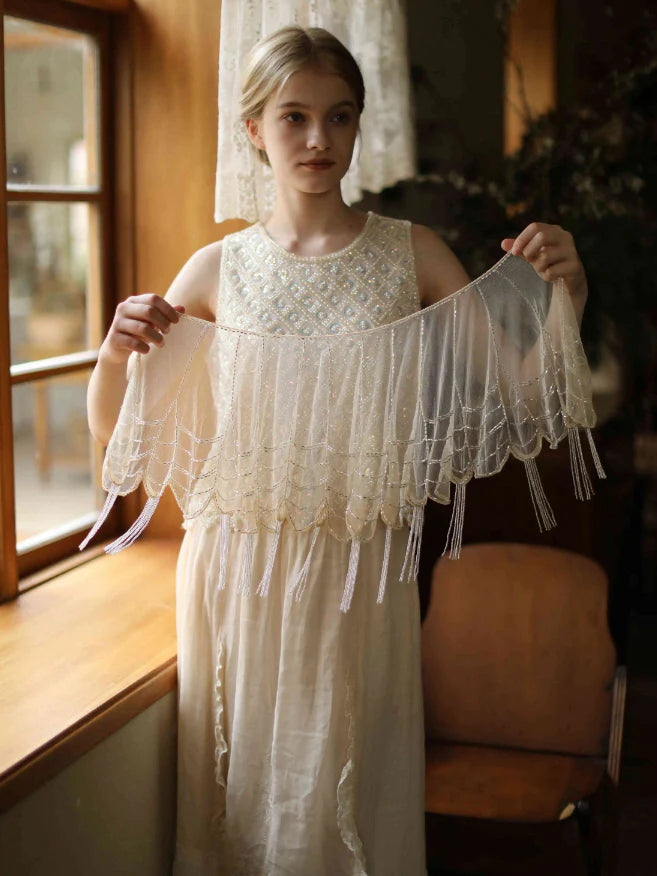 Moonlight Garden Beaded Cold Shoulder Top