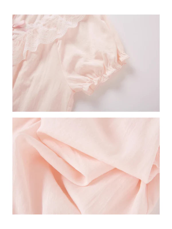 Romantic Lace-Trimmed Cotton Nightgown