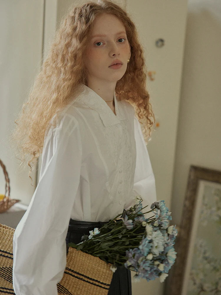 Embroidered Victorian Cotton Blouse