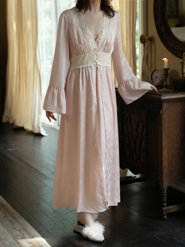 Blush Rose Garden Lace Nightgown Set