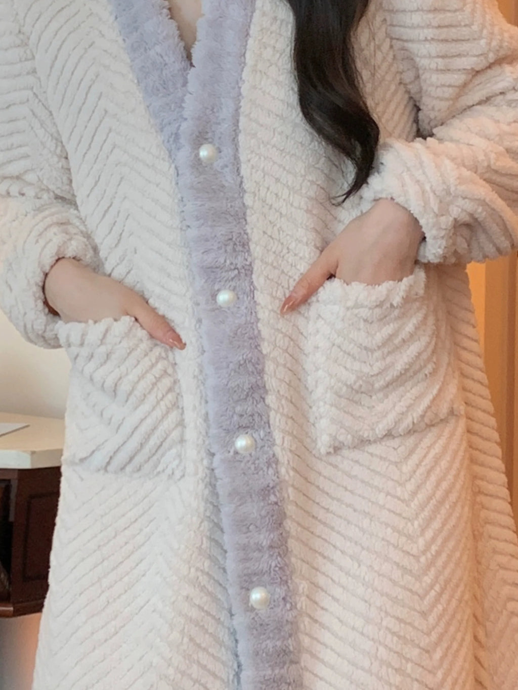 Cozy Winter Velvet Button-Down Robe
