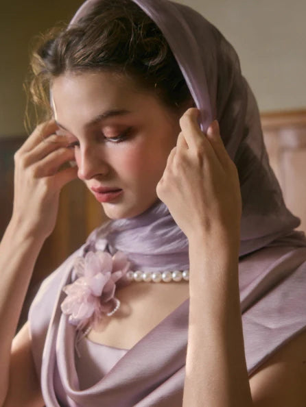 Fairytale Pearl Blossom Satin Dress