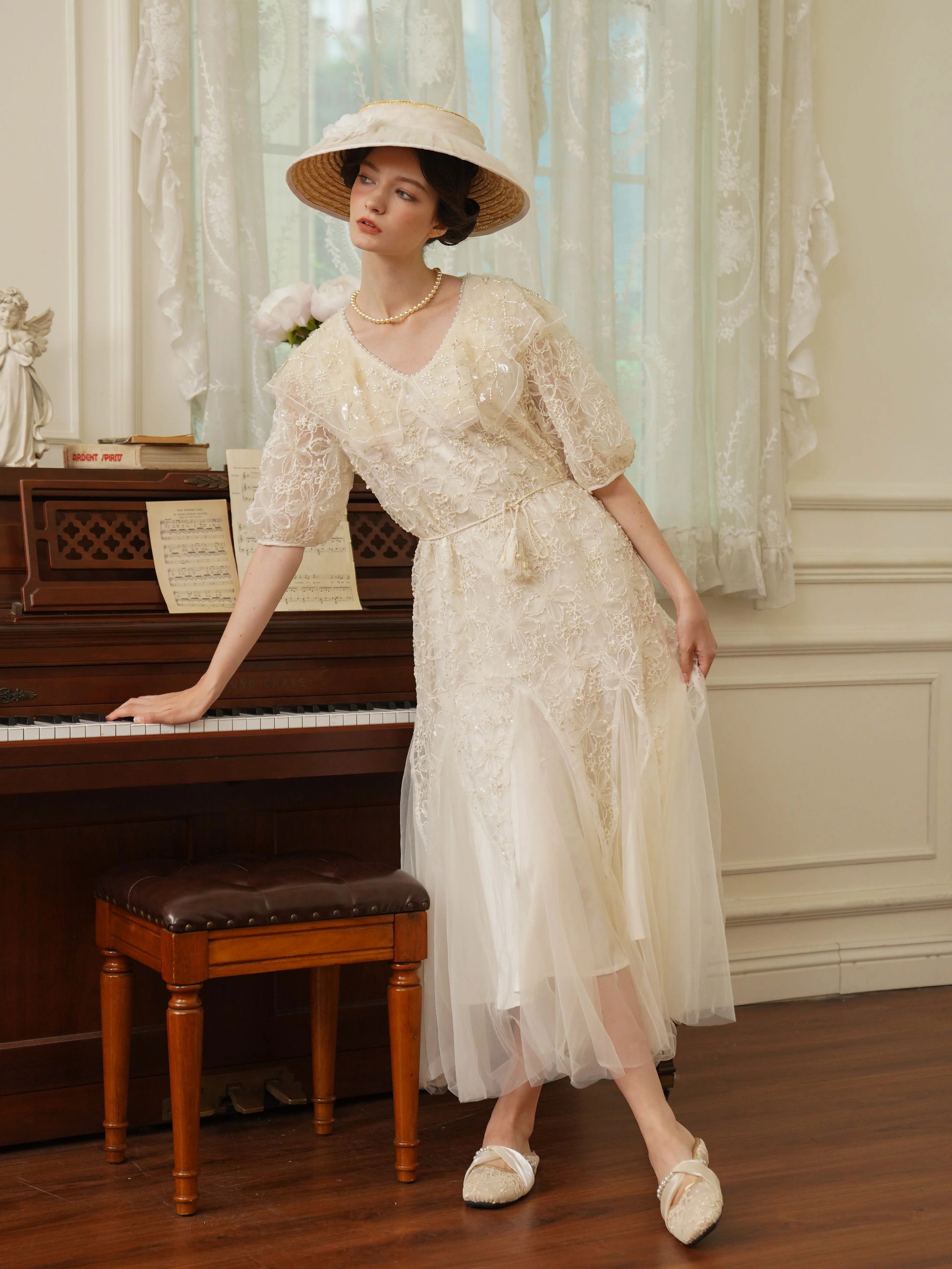 Ivory Lace Garden Waltz Dress