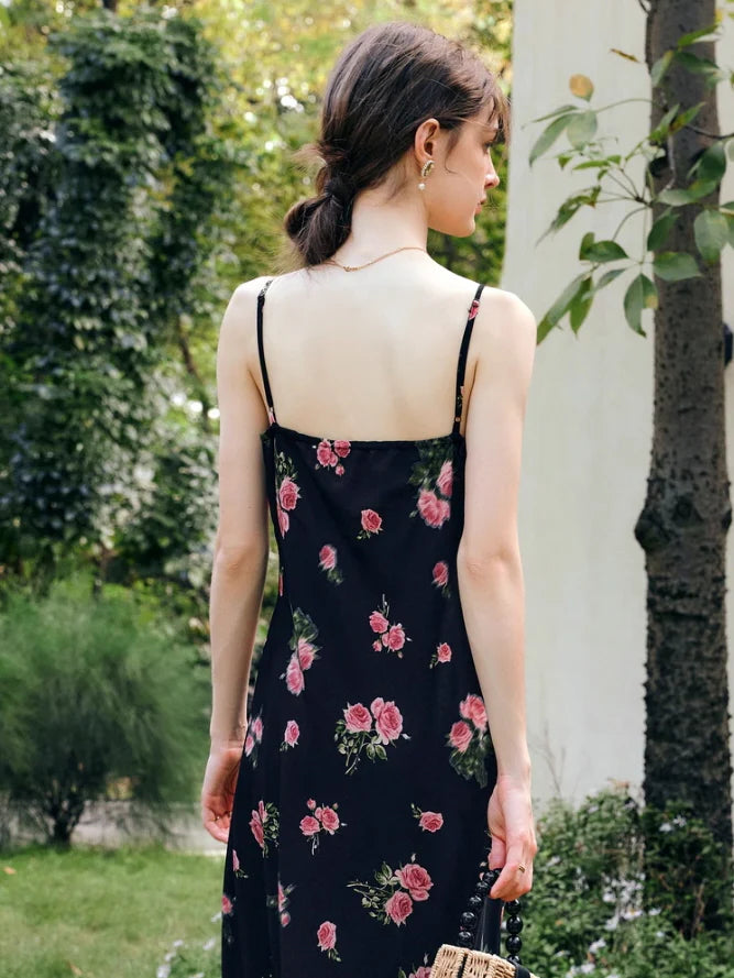Midnight Rose Lace Trim Dress
