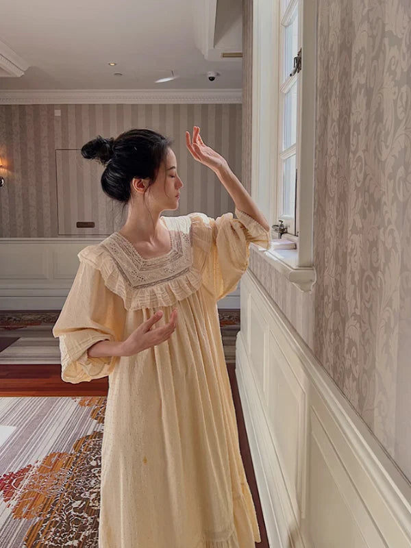 White Vintage Lace Long Nightgown