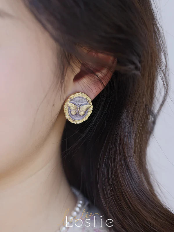 Painting Butterfly Retro Vintage Earrings