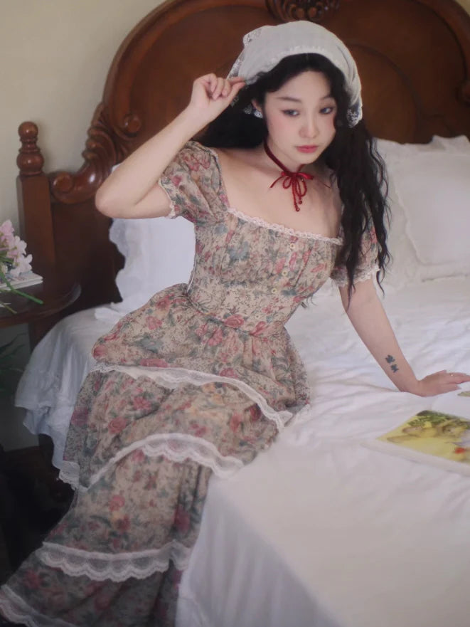 Antique Rose Lace Corset Dress