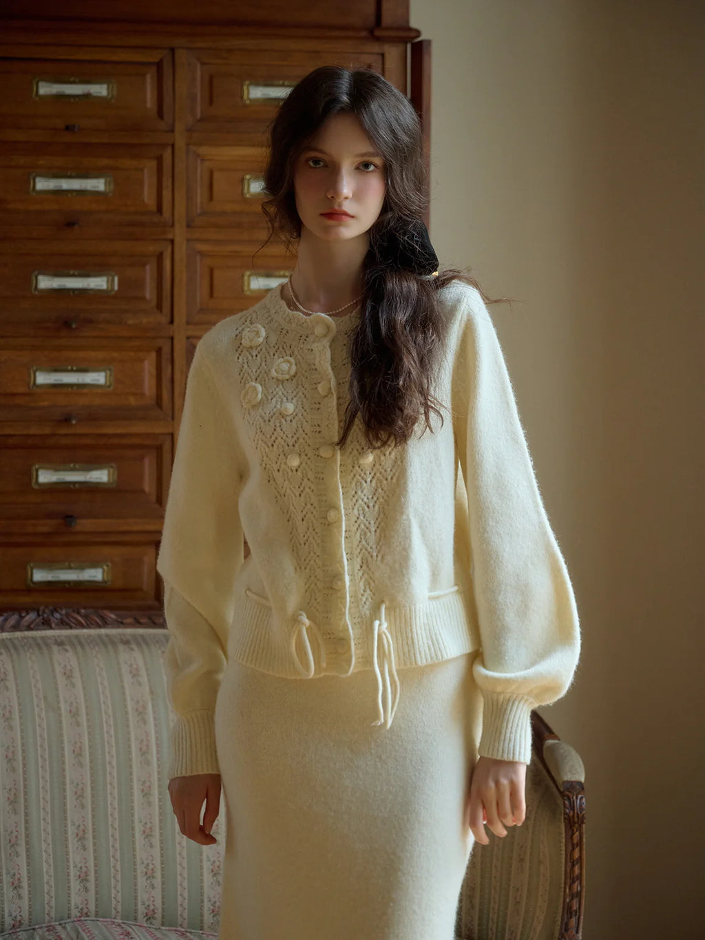 Rosette Bloom Knit Cardigan