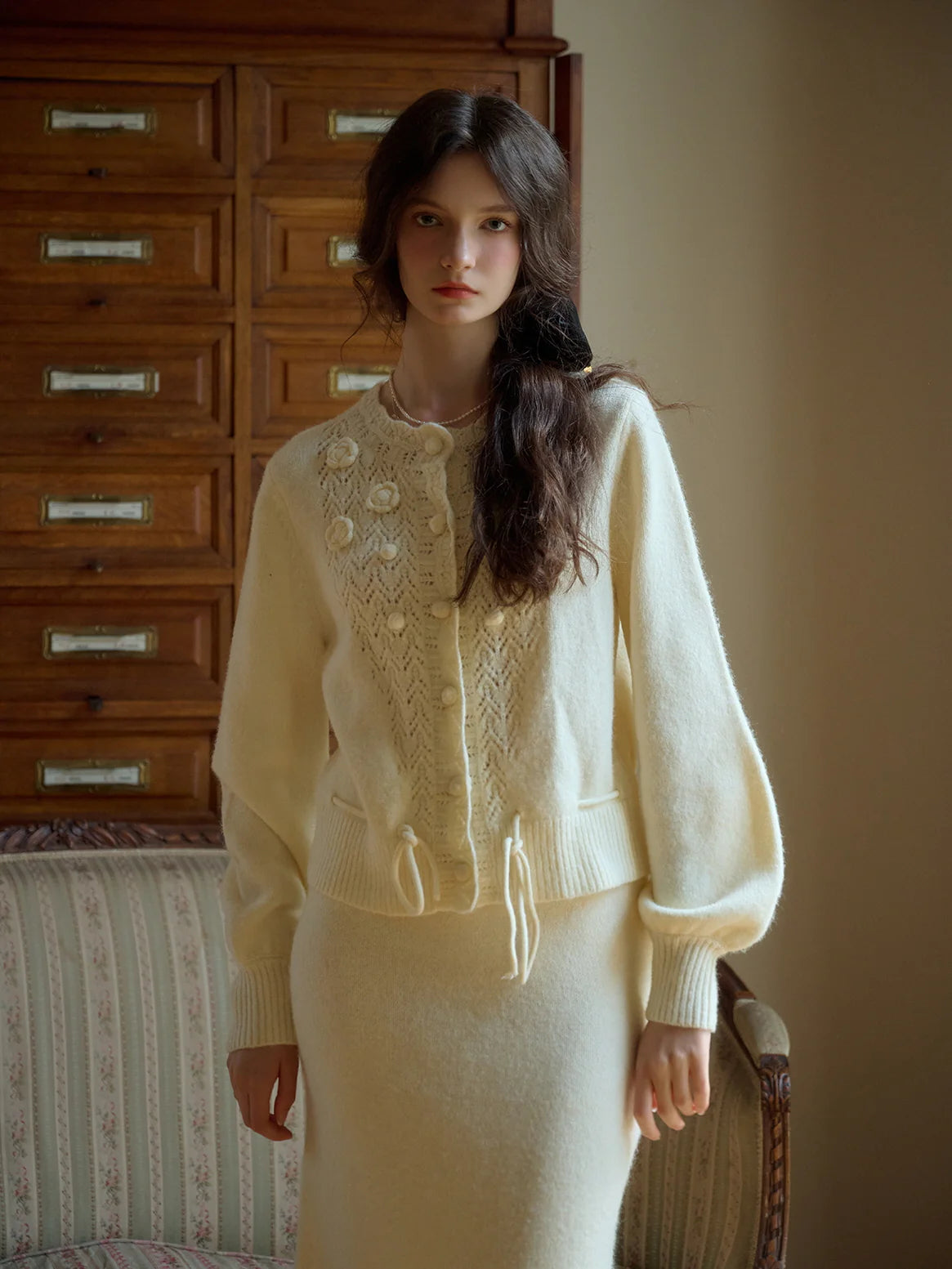 Rosette Bloom Knit Cardigan