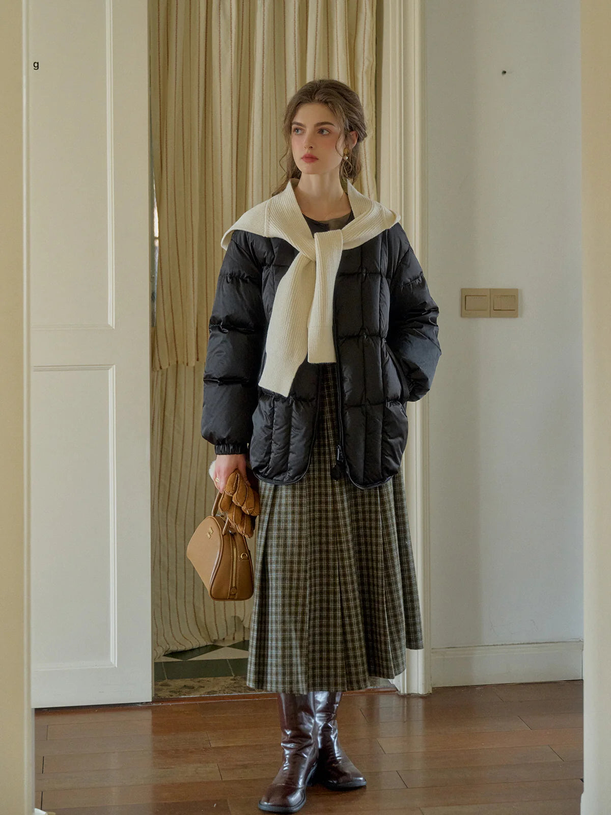 Timeless Plaid Wool Midi Skirt