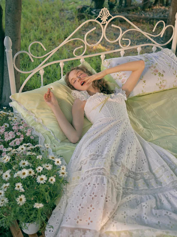 Lime Ribbon Fantasy White Dress