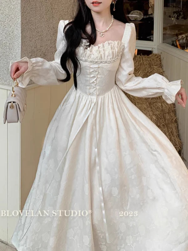Elegant Lace Princess Ivory Dress