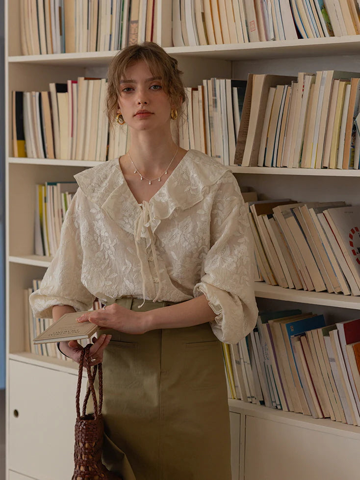 Romantic Sheer Floral Embroidered Blouse