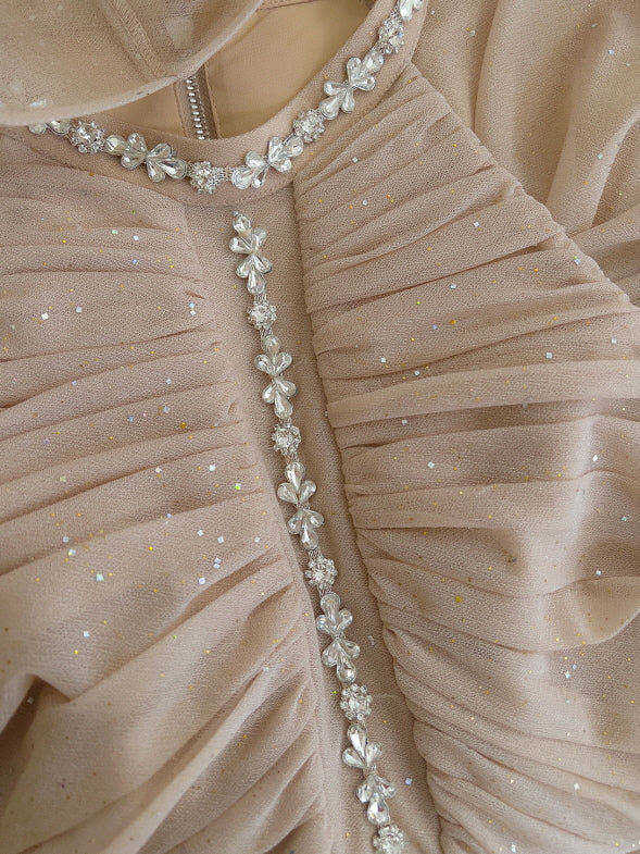 Glitter Blossom Embellished Mini Dress