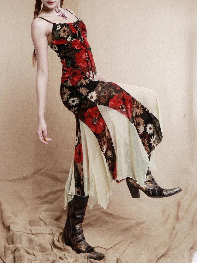 Golden Bloom Mermaid Slip Dress