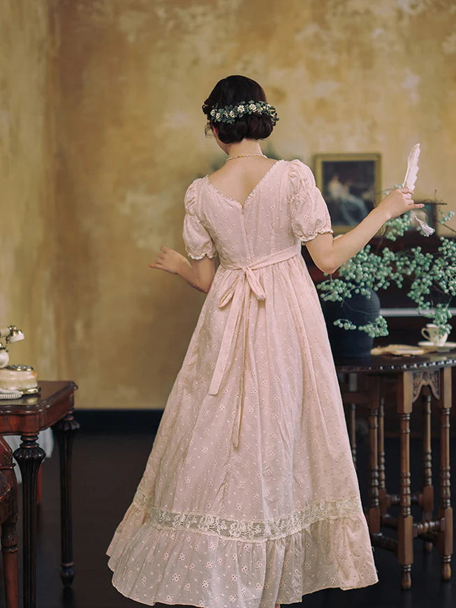 Blush Embroidered Cotton Tea Dress