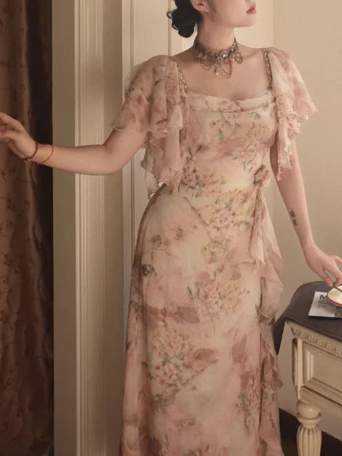 Whispering Petals Chiffon Dress