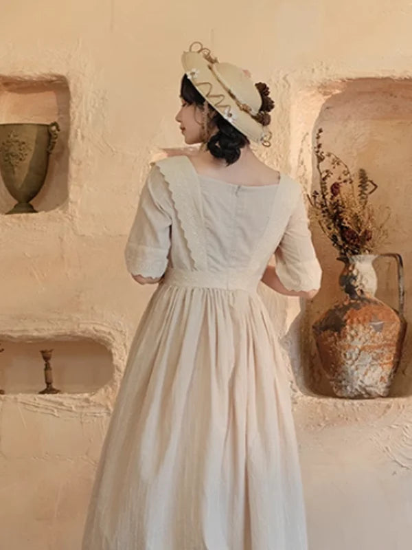 Ivory Elegance Lace-Adorned Dress