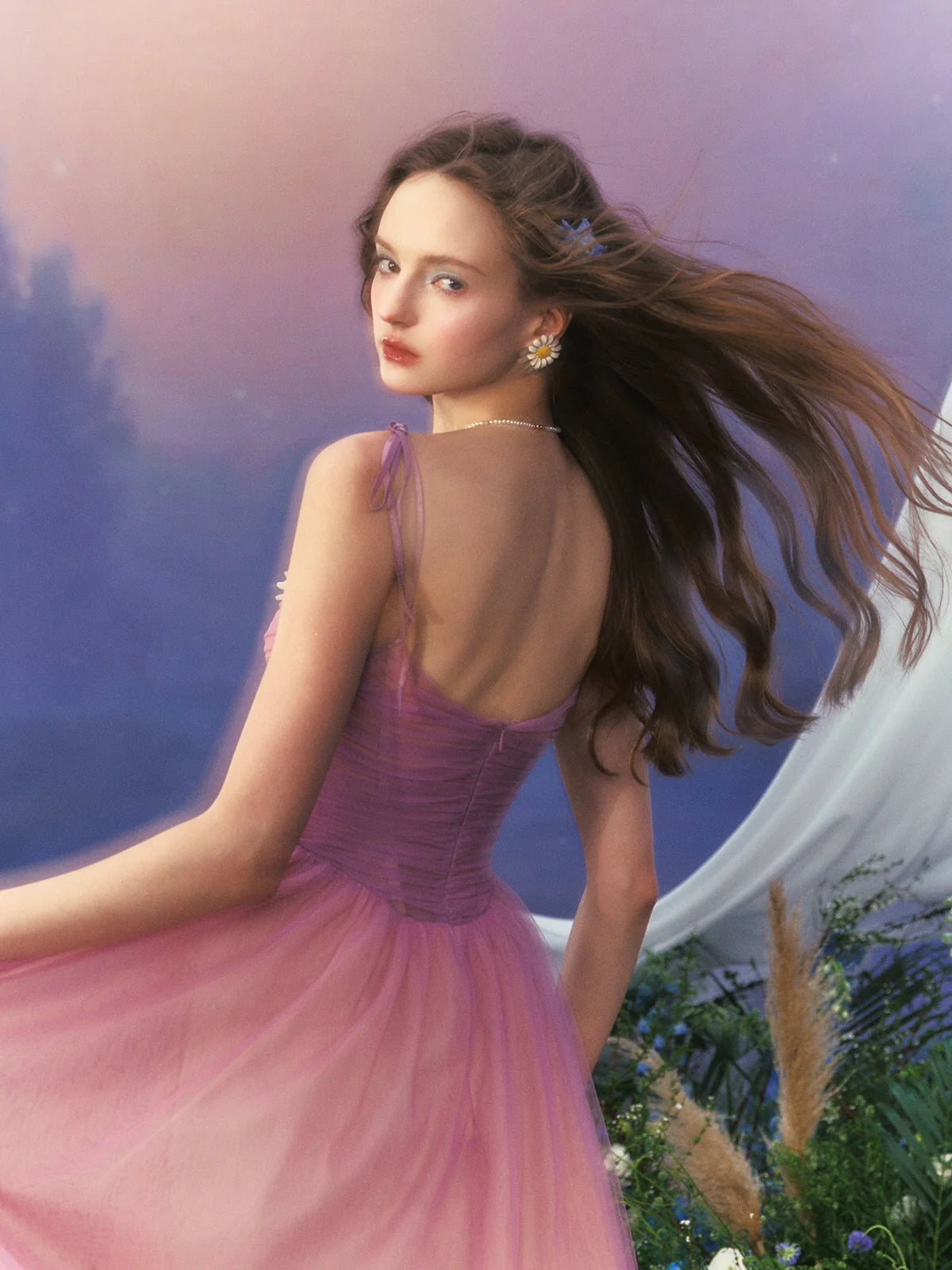 Moonlit Petal Fairy Gown Ombre Tulle Dress