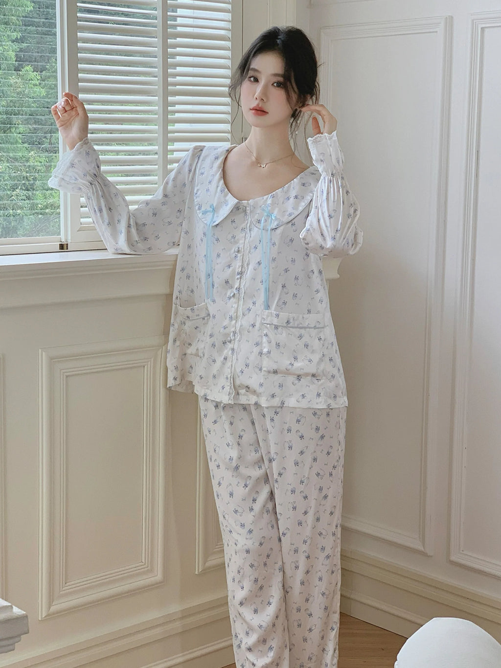 Dreamy Cat Print Pajama Set