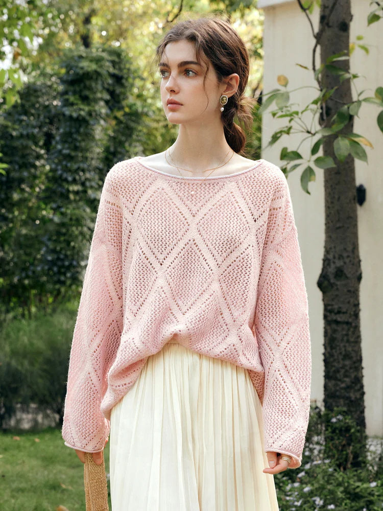 Blush Diamond Knit Loose Sweater