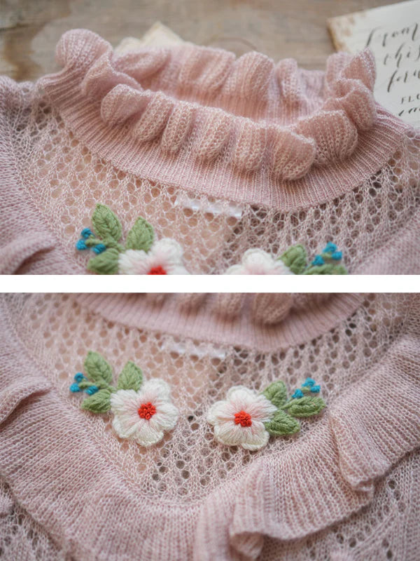 Delicate Blossom Lace Knit Sweater