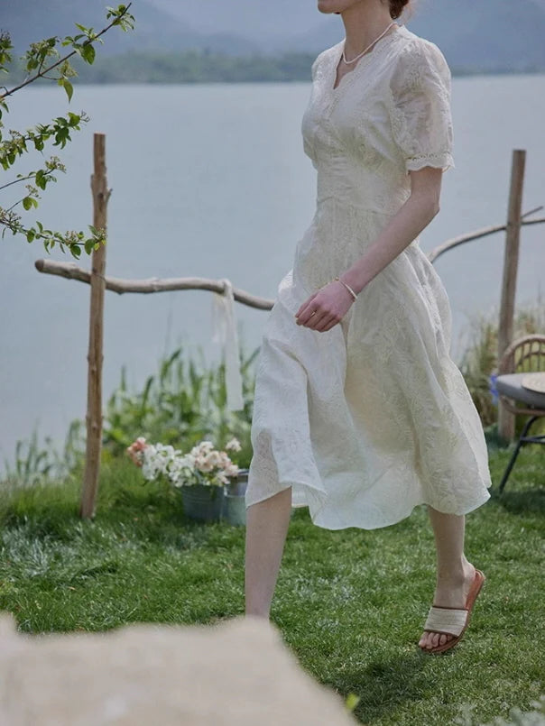 Romantic Garden Lace Embroidered Dress