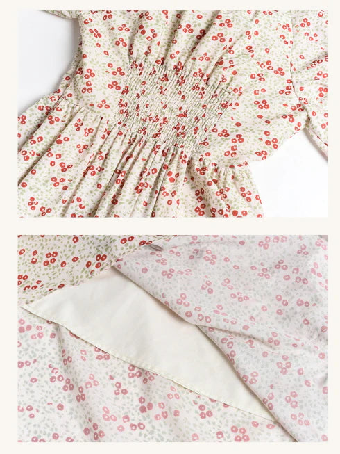 Spring Dream Floral Shirred Waist Dress