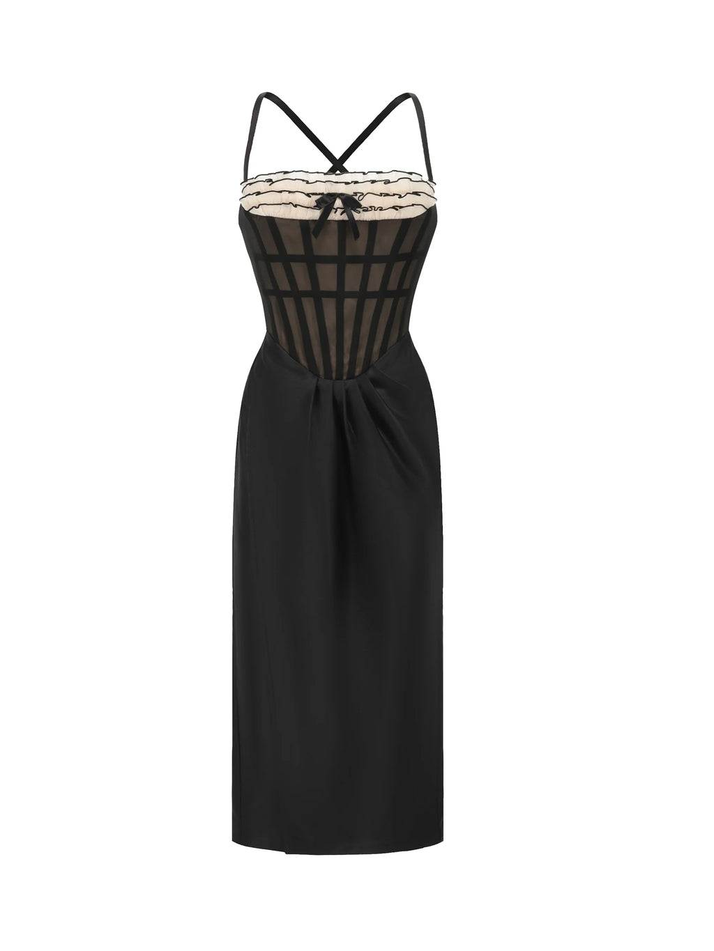 Midnight Elegance Grid Corset Dress
