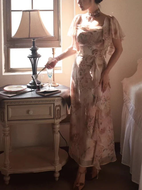 Whispering Petals Chiffon Dress