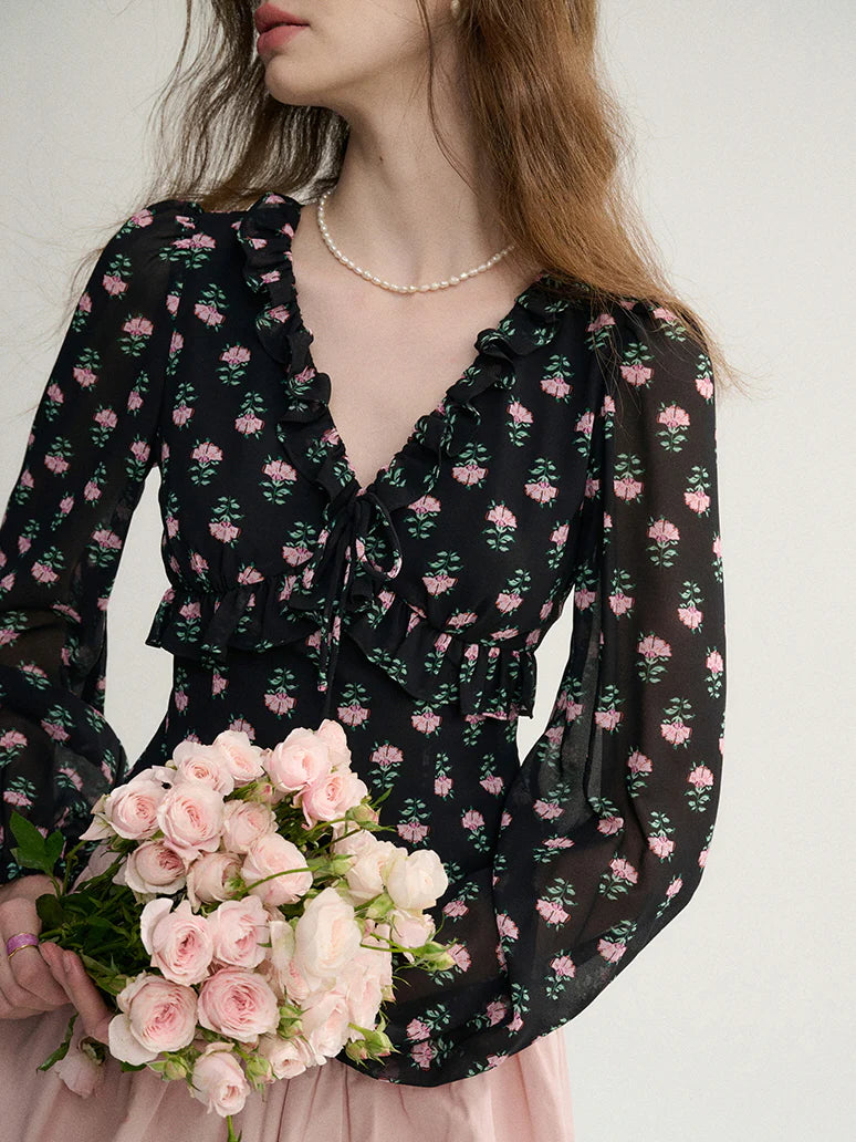 Midnight Rose Vintage Blouse