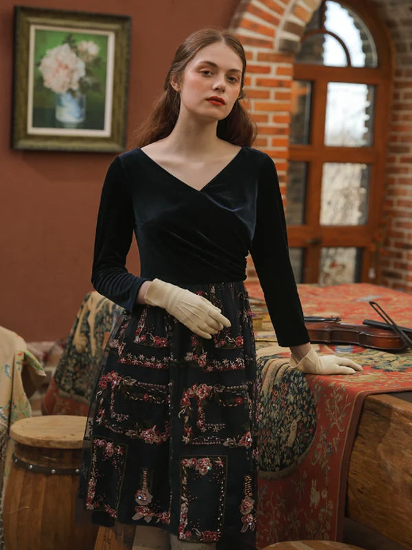 Velvety Symphony of Elegance Dress