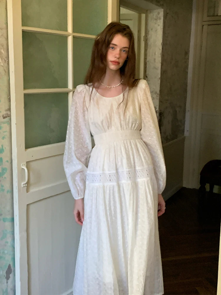 Ethereal White Lace Embroidered Dress