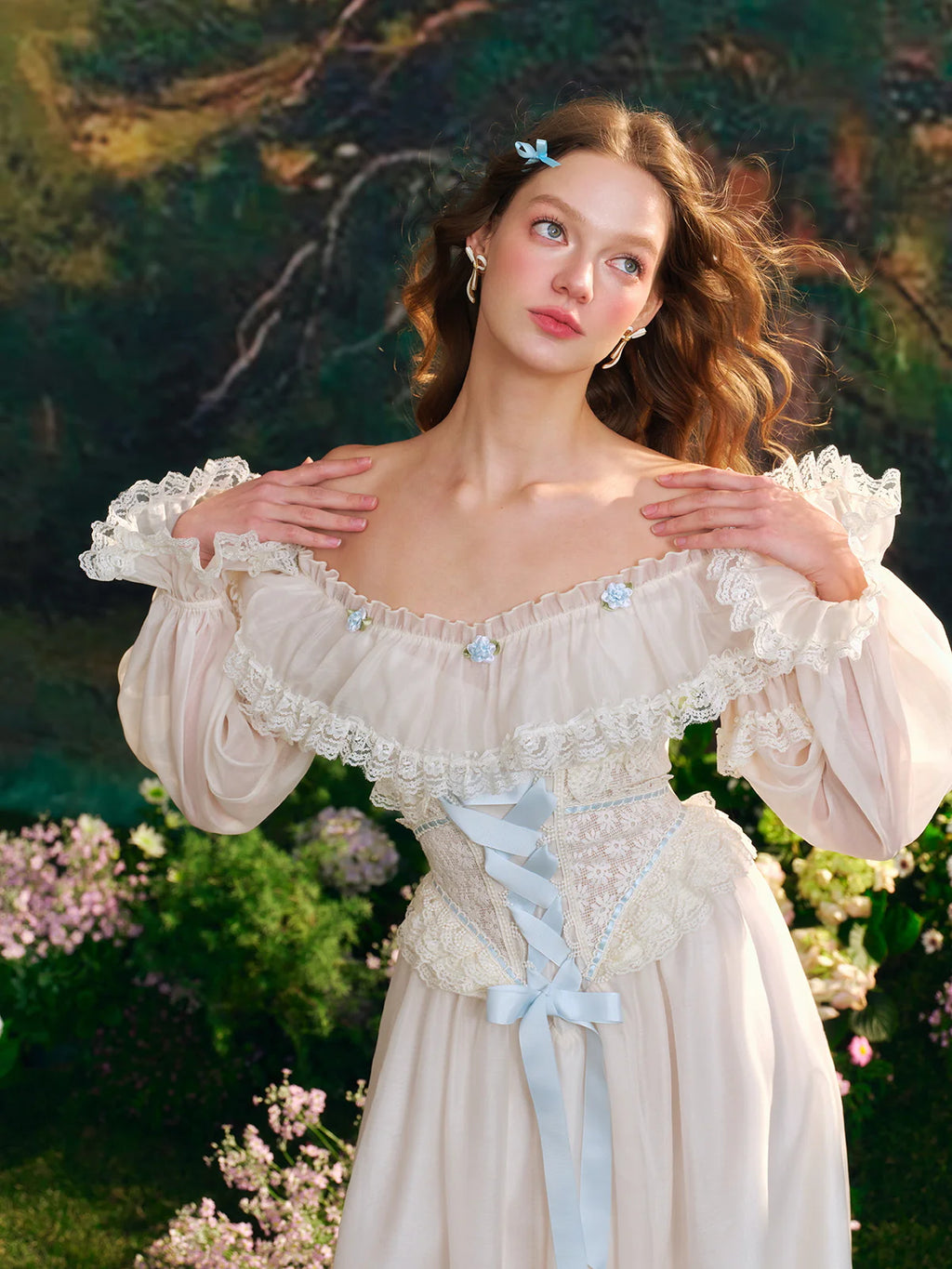 Blue Blossom Corset Fairy Maxi Dress