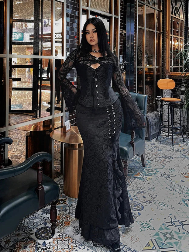 Midnight Baroque Corset & Ruffle Skirt