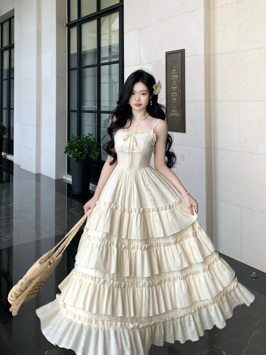 Ethereal Ivory Tiered Maxi Dress