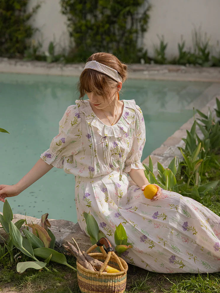 Olivia's Purple Flower Cottage Skirt