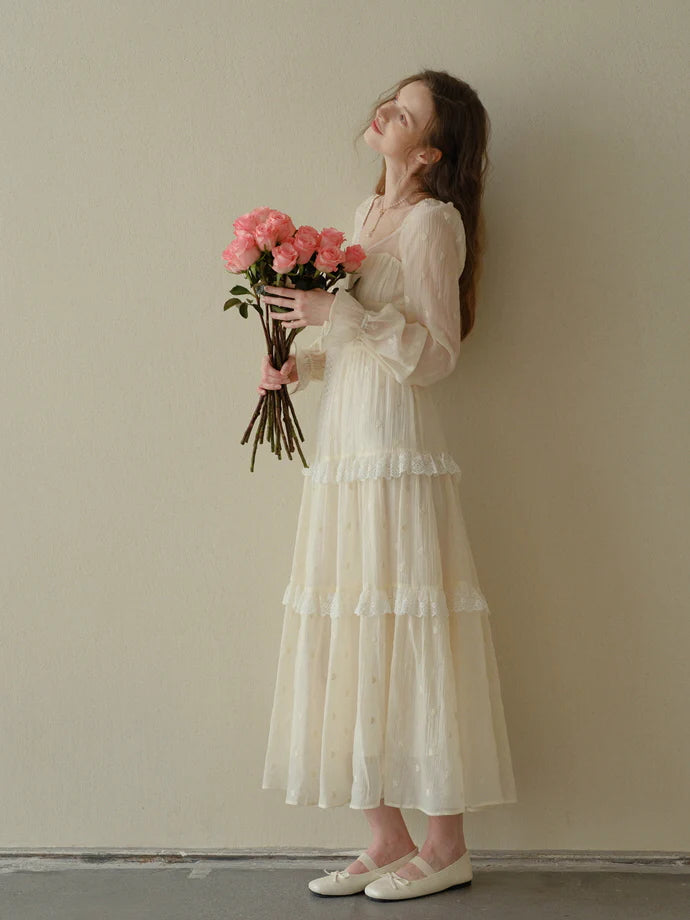 Lace Bloom Tiered Dress