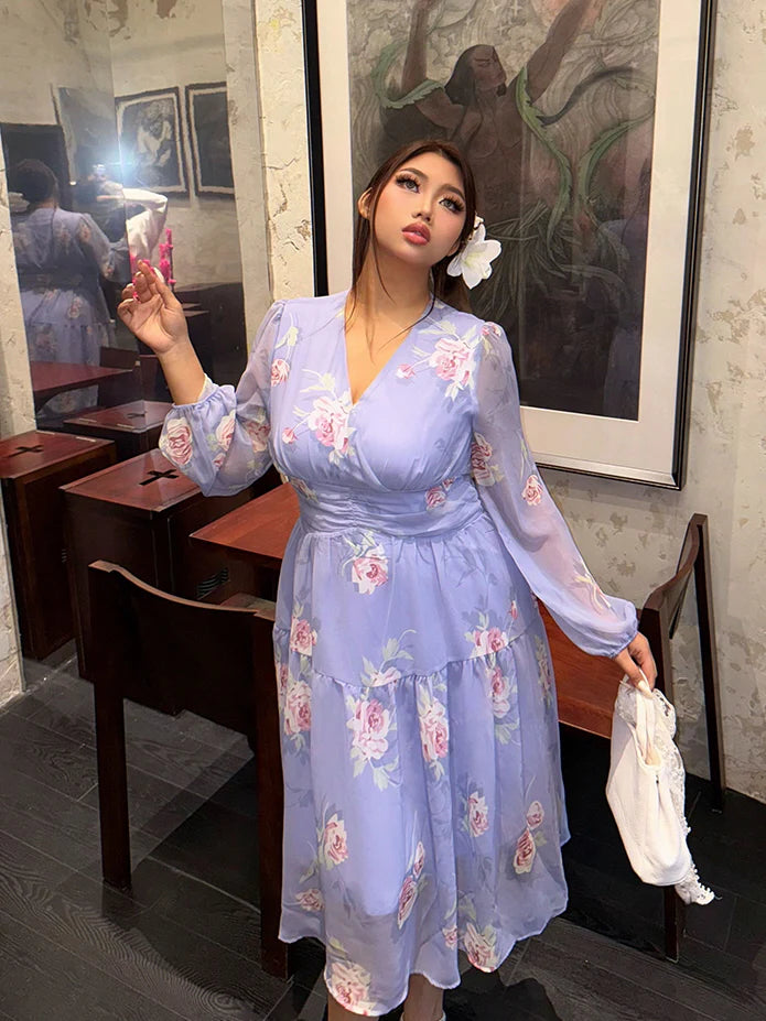 Lavender Rose Garden Chiffon Dress