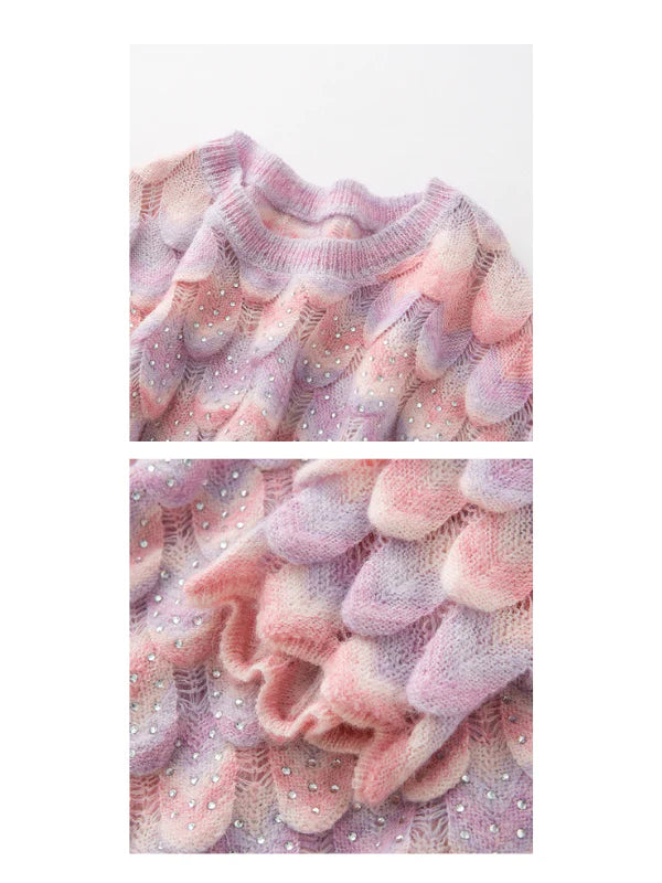 Dreamy Pastel Mermaid Scales Knit Sweater