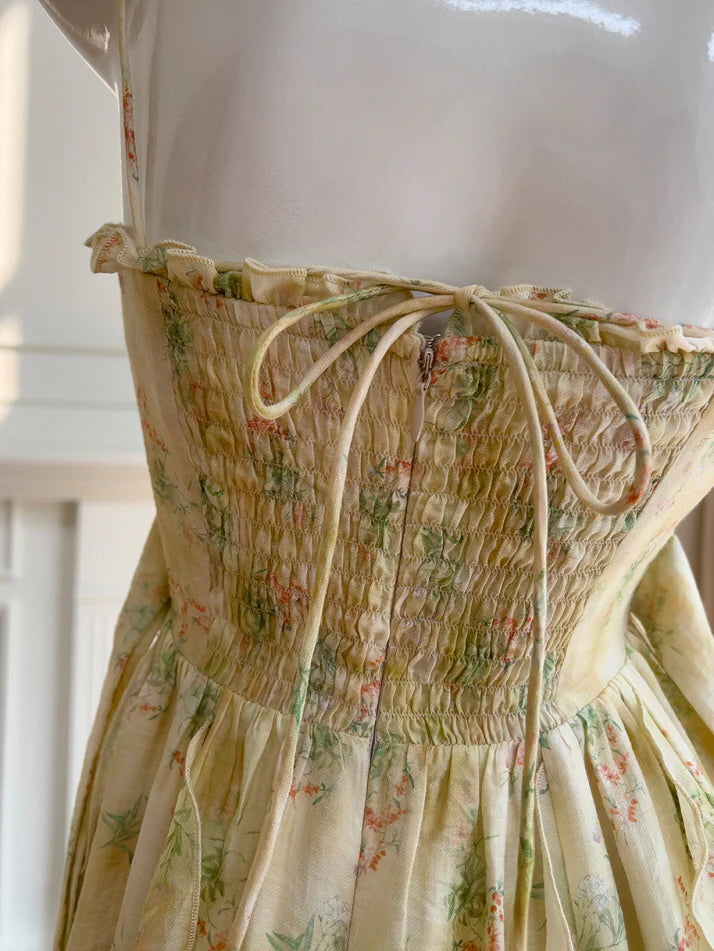 Golden Meadow Ruffle Floral Dress