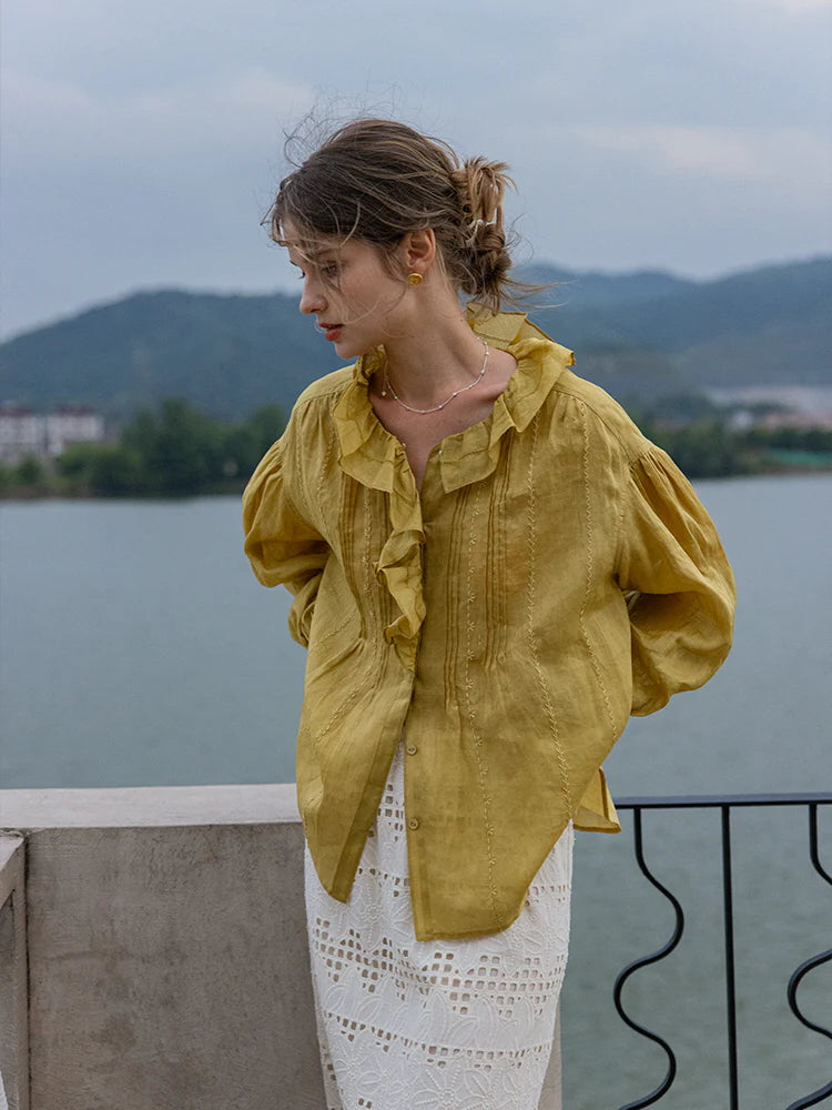 Golden Sunrise Ramie Blouse